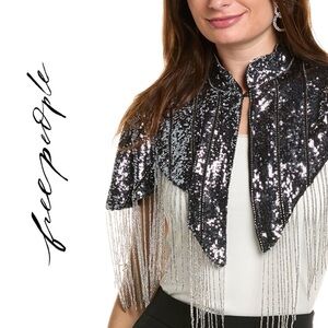 Free People x SAACHI Symphony Sequin Fringe Capelet Top *ONE SIZE*